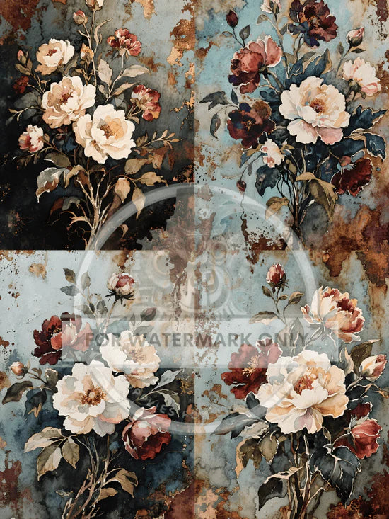 Vintage Winter Florals Rice Paper (DC866) - Decoupage Central