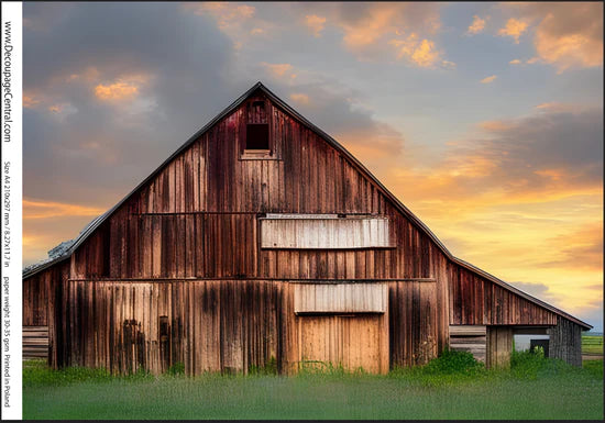 Old Barn A4 Rice Paper - Decoupage Central