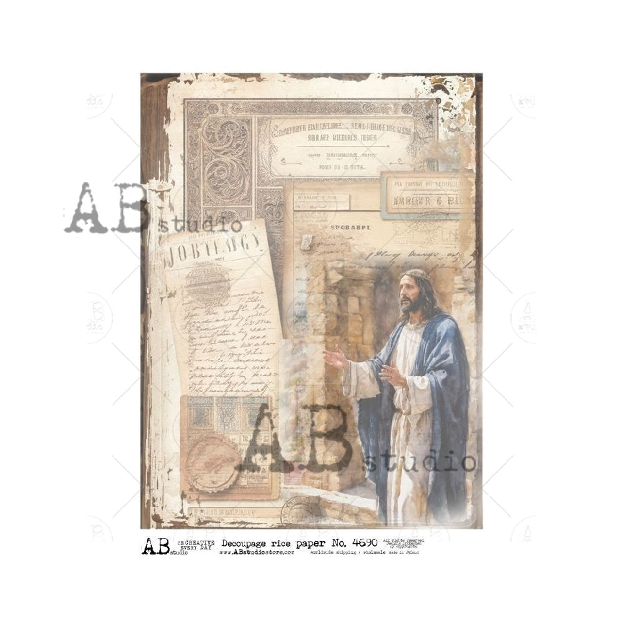Jesus Collage (#4690) Rice Paper- AB Studios Decoupage Queen