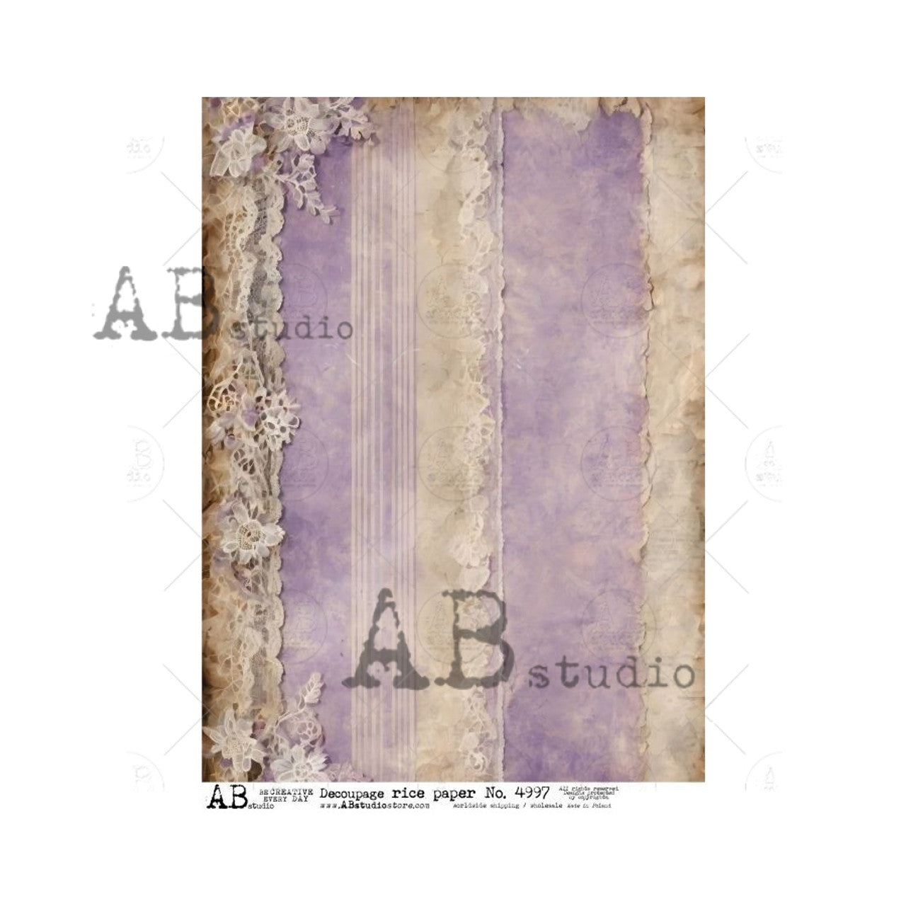 Soft Lavender Background (#4997) Rice Paper- AB Studios Decoupage Queen