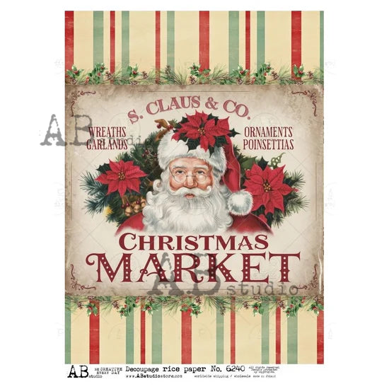 Claus & Co. Christmas Market Sign (#6240) Rice Paper - AB Studio
