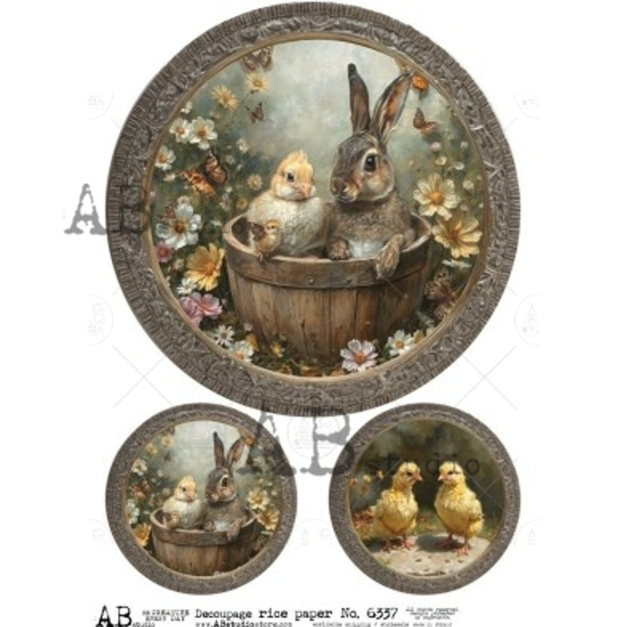 Round Easter Window Scenes(#6337) Rice Paper- AB Studios Decoupage Queen