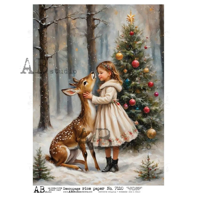 Woodland Christmas Blessing (#7110) Rice Paper - AB Studio