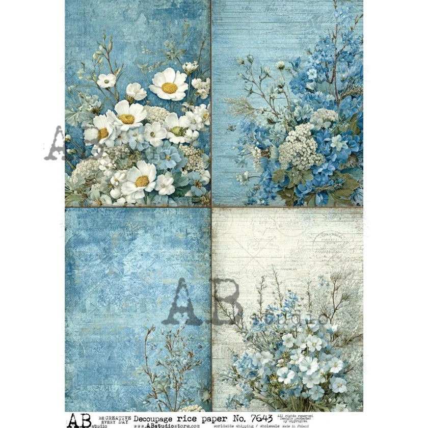 Blue Garden Quartet Rice Paper (7643) - AB Studios