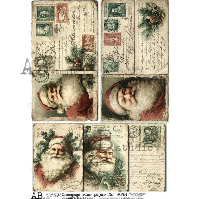 Santa's Christmas Postcards Rice Paper (#8048)- AB Studios