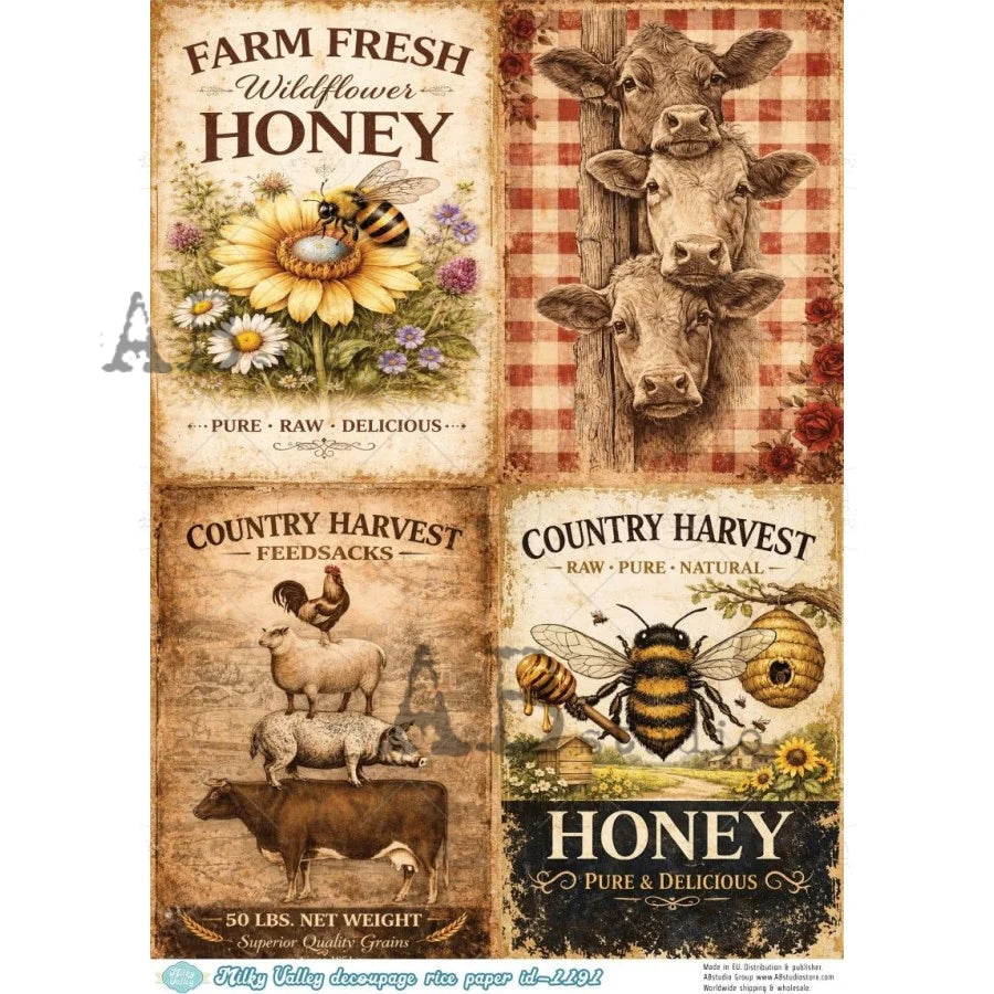 Farmhouse Pantry Labels (#ID1191) Rice Paper - Milky Valley