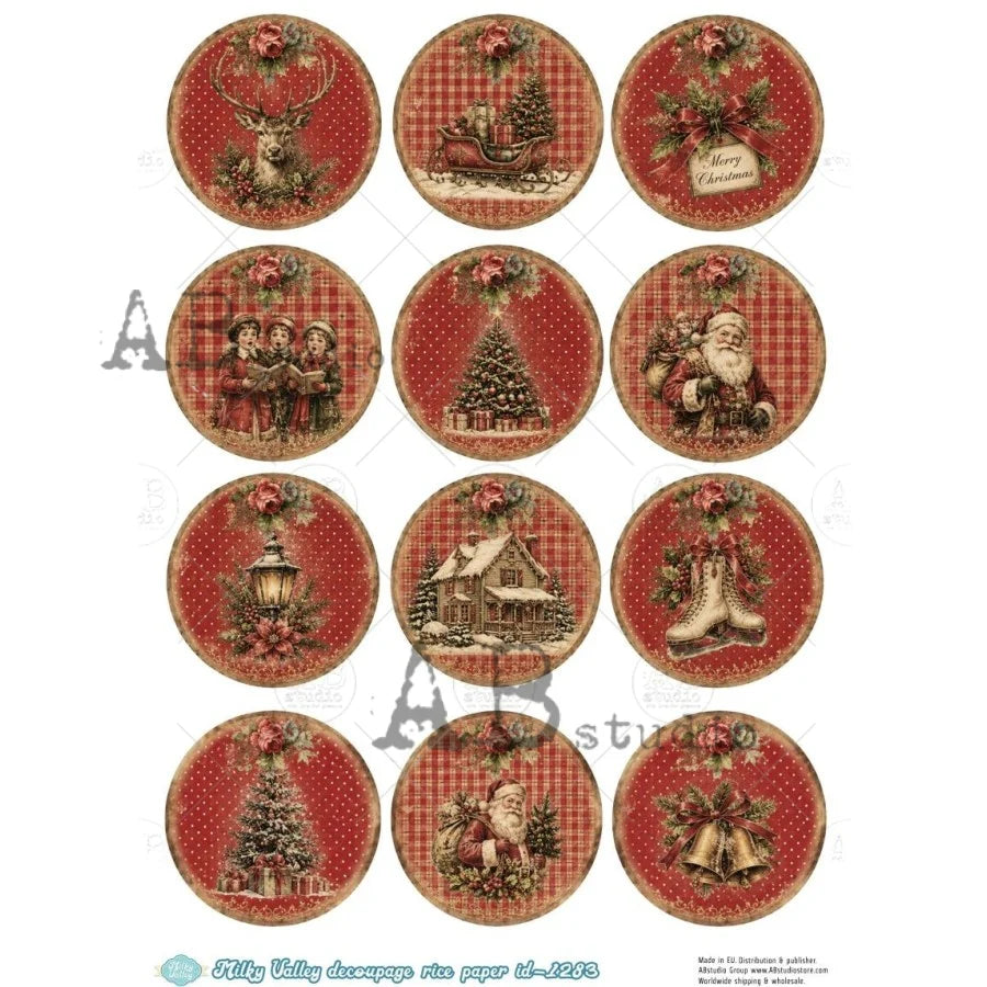 Christmas Rounds (#ID1283) Rice Paper - Milky Valley