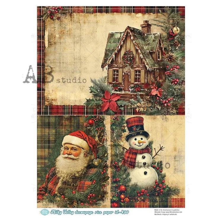 Milky Valley, Victorian Christmas Trio (#ID490) Rice Paper - AB Studios