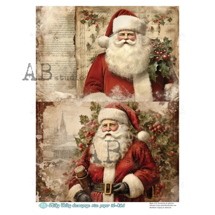 Victorian Santa Duo (#ID491) Rice Paper - Milky Valley