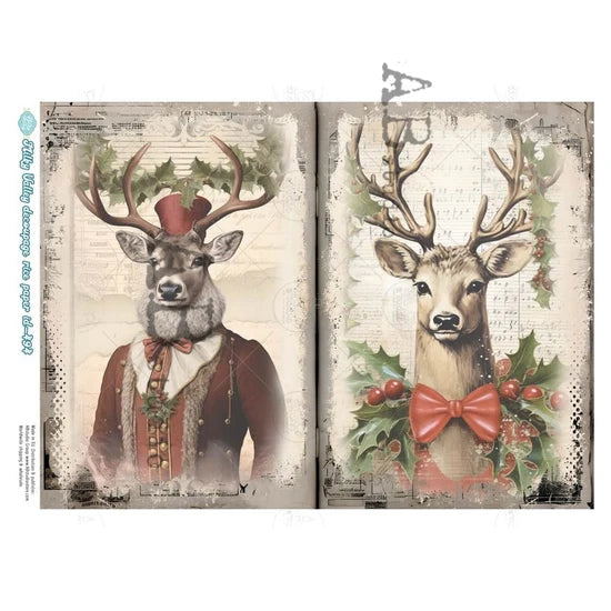 Victorian Stag Duo (#ID494) Rice Paper - Milky Valley