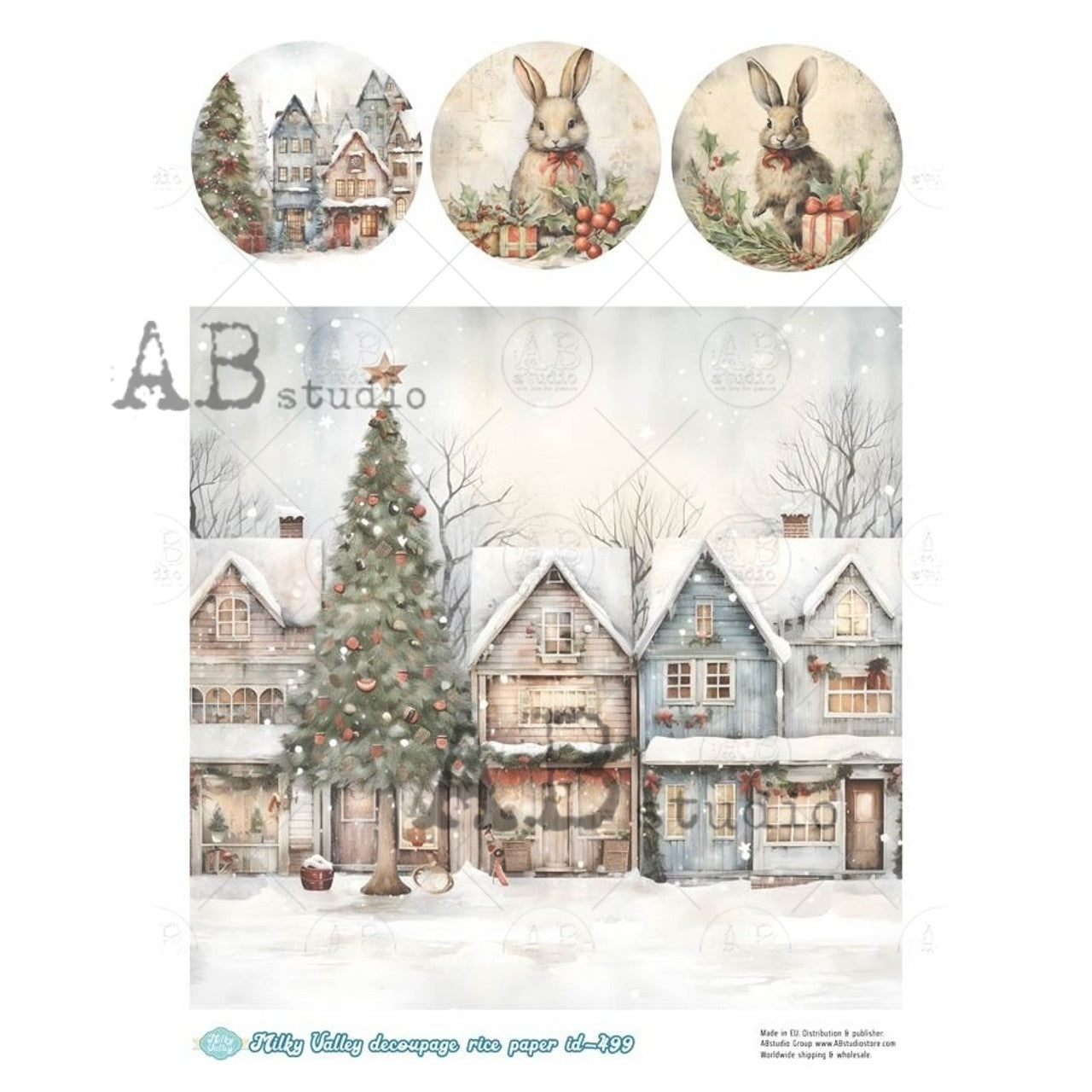 Milky Valley, Snowy Village Houses (#ID499) Rice Paper - AB Studios