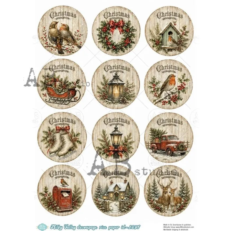 Christmas Country Medallions (#ID1295) Rice Paper - Milky Valley