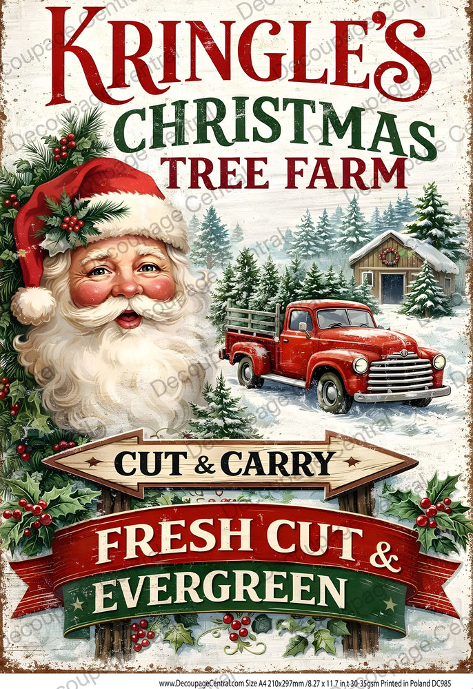 Kringle's Christmas Tree Farm Rice Paper (DC985) - Decoupage Central