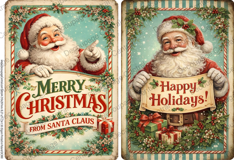 Santa's Holiday Greetings Rice Paper (DC990) - Decoupage Central