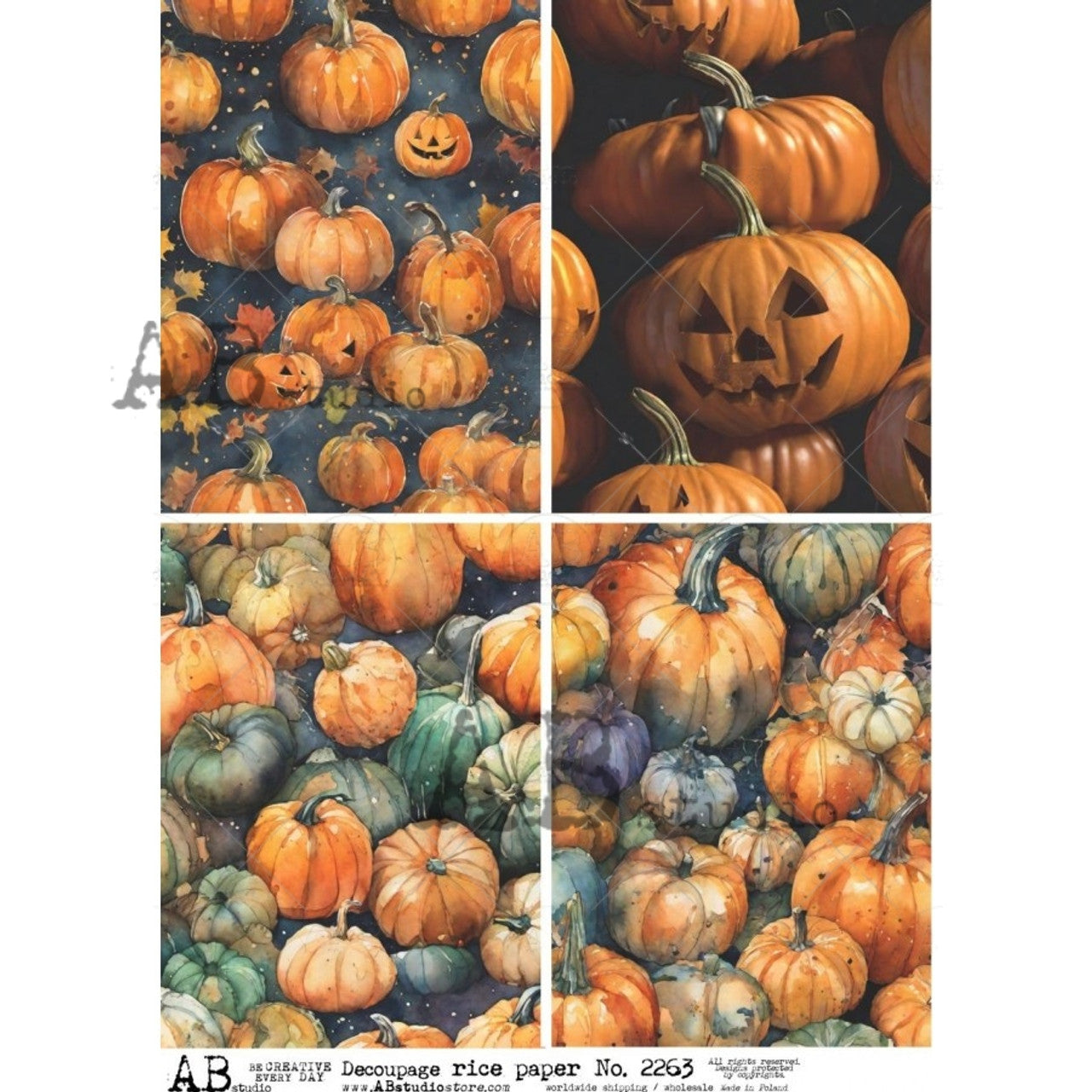 Pumpkin Patch 4 Pack (#2263) Rice Paper- AB Studios