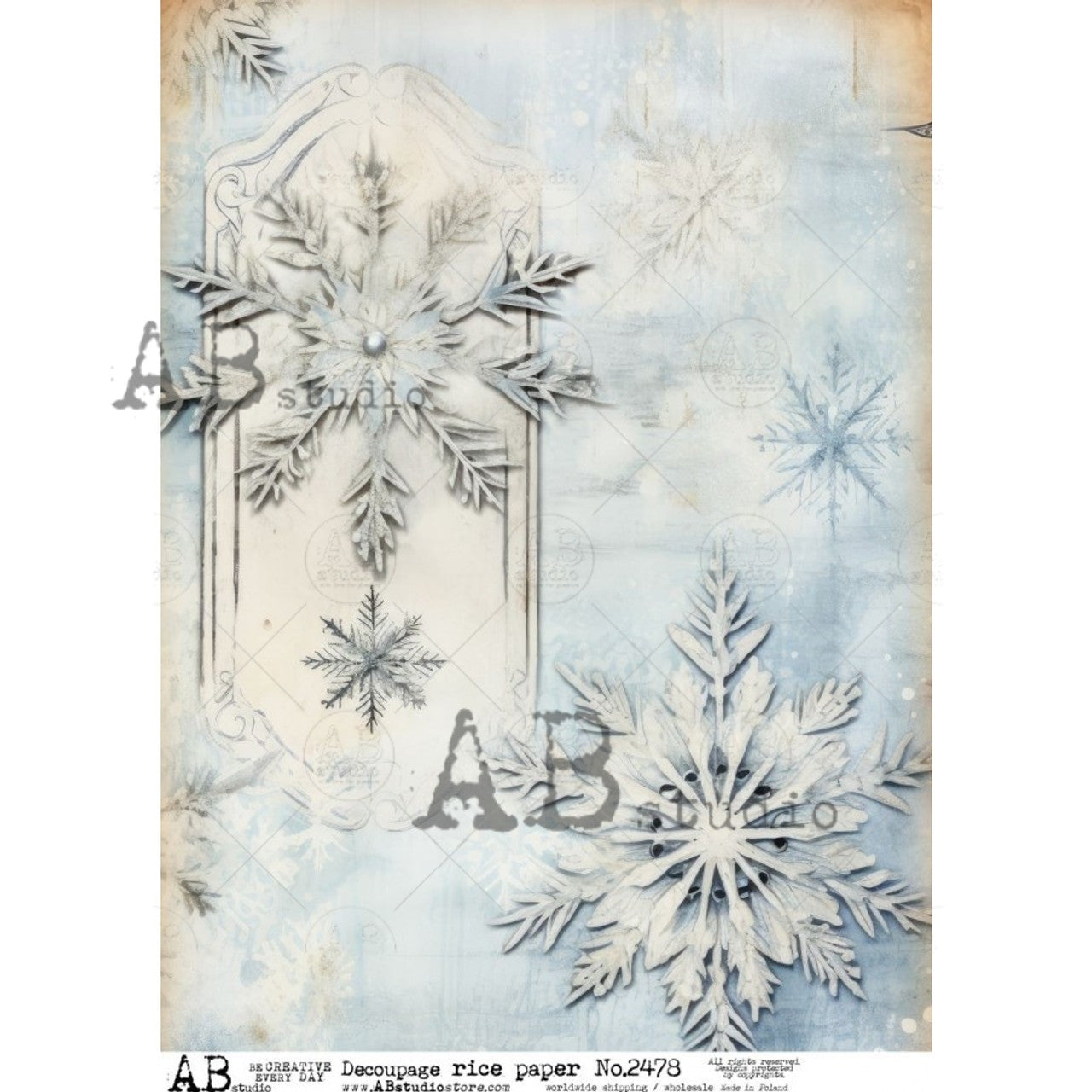 Two Large Snowflakes (#2478) Rice Paper - AB Studios