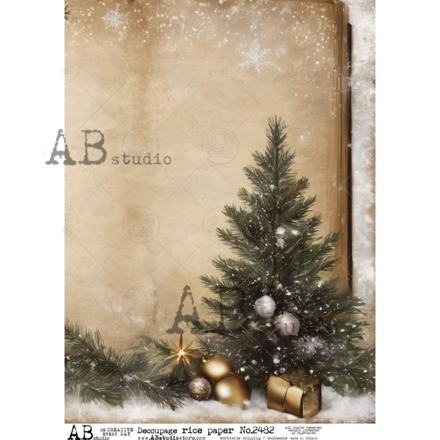 Tinsel on the Tree (#2482) Rice Paper- AB Studios Decoupage Queen