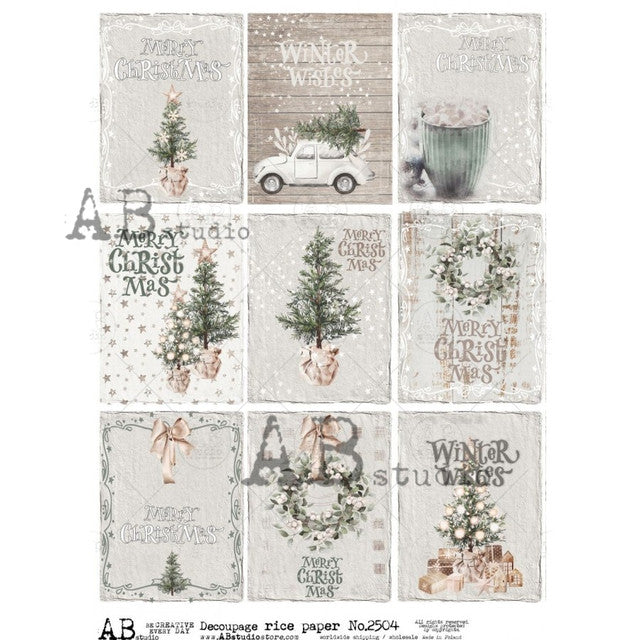 Farmhouse Christmas Nine Pack (#2504) Rice Paper- AB Studios