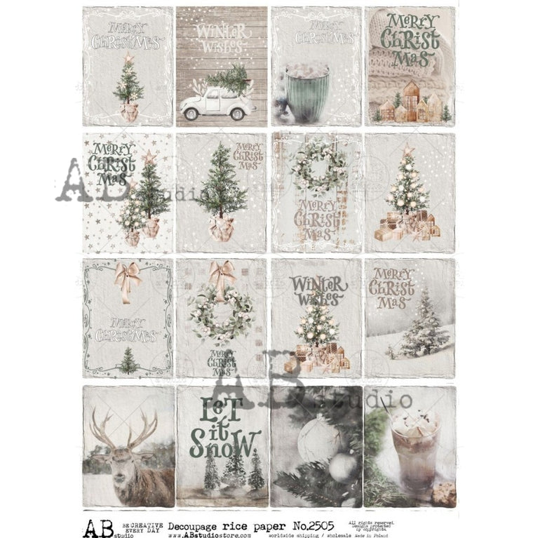 Farmhouse Christmas 16 Minis (#2505) Rice Paper- AB Studios