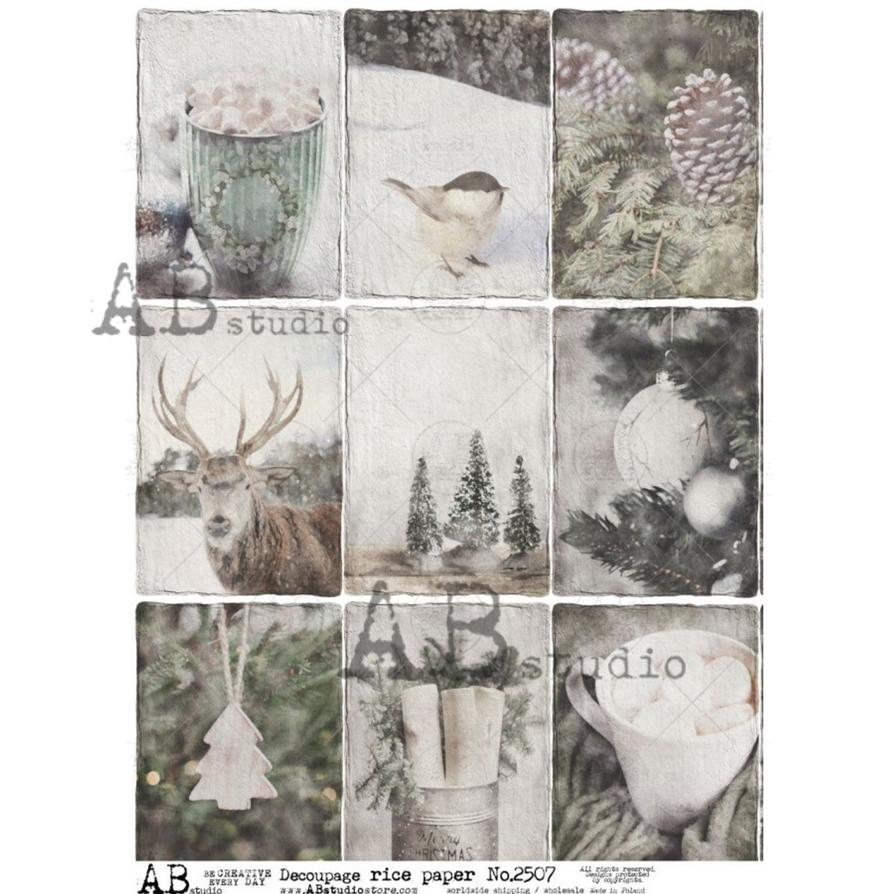 Nordic Christmas Scenes9 Pack (#2507) Rice Paper- AB Studios