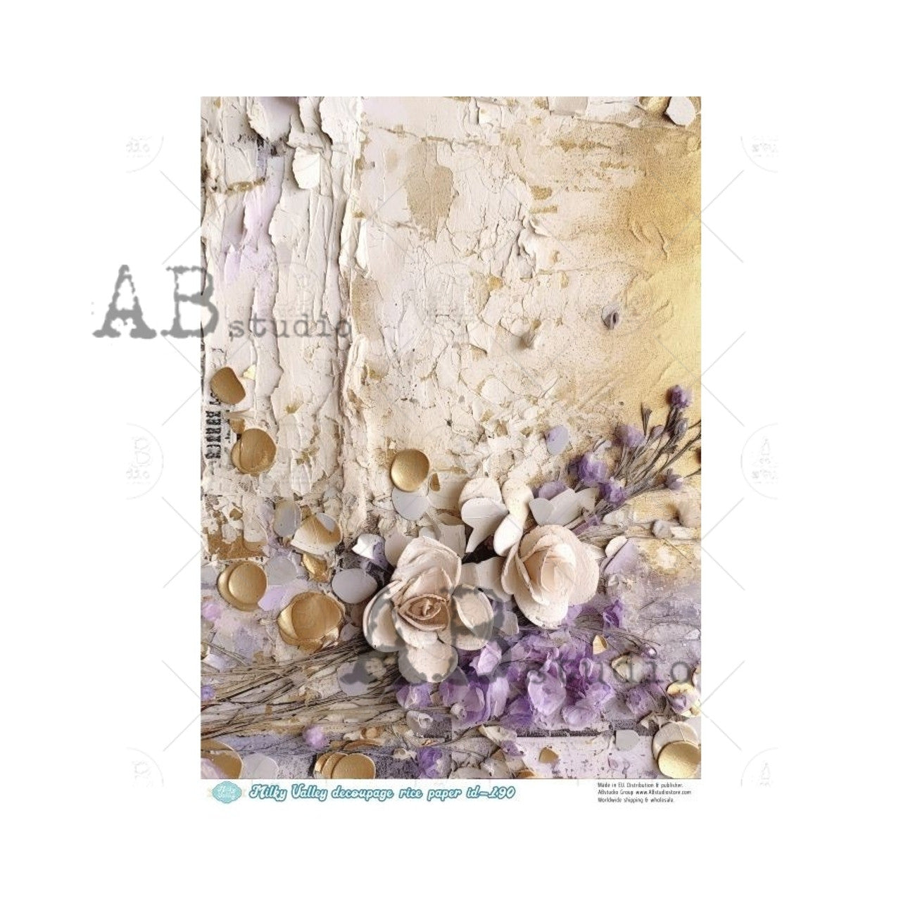 Milk & Honey Lavender (#ID190) Rice Paper- AB Studios  Decoupage Queen