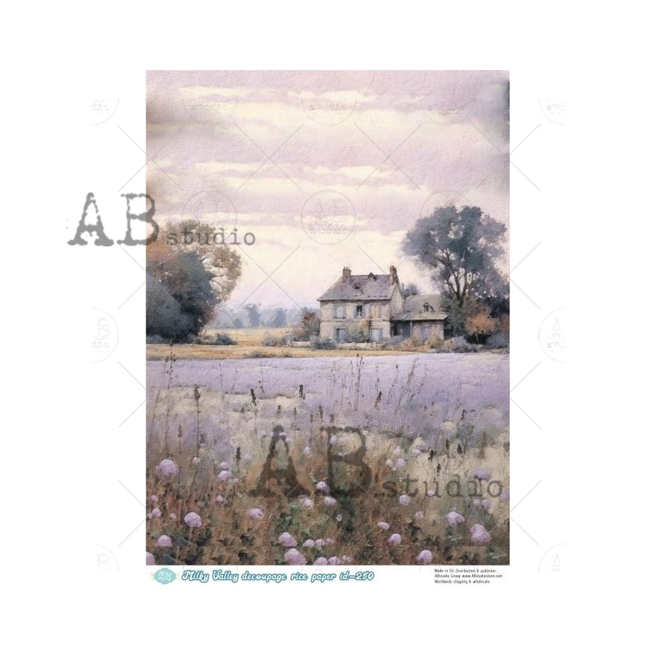Lavender Farmhouse (#ID250) Rice Paper- AB Studios Decoupage Queen
