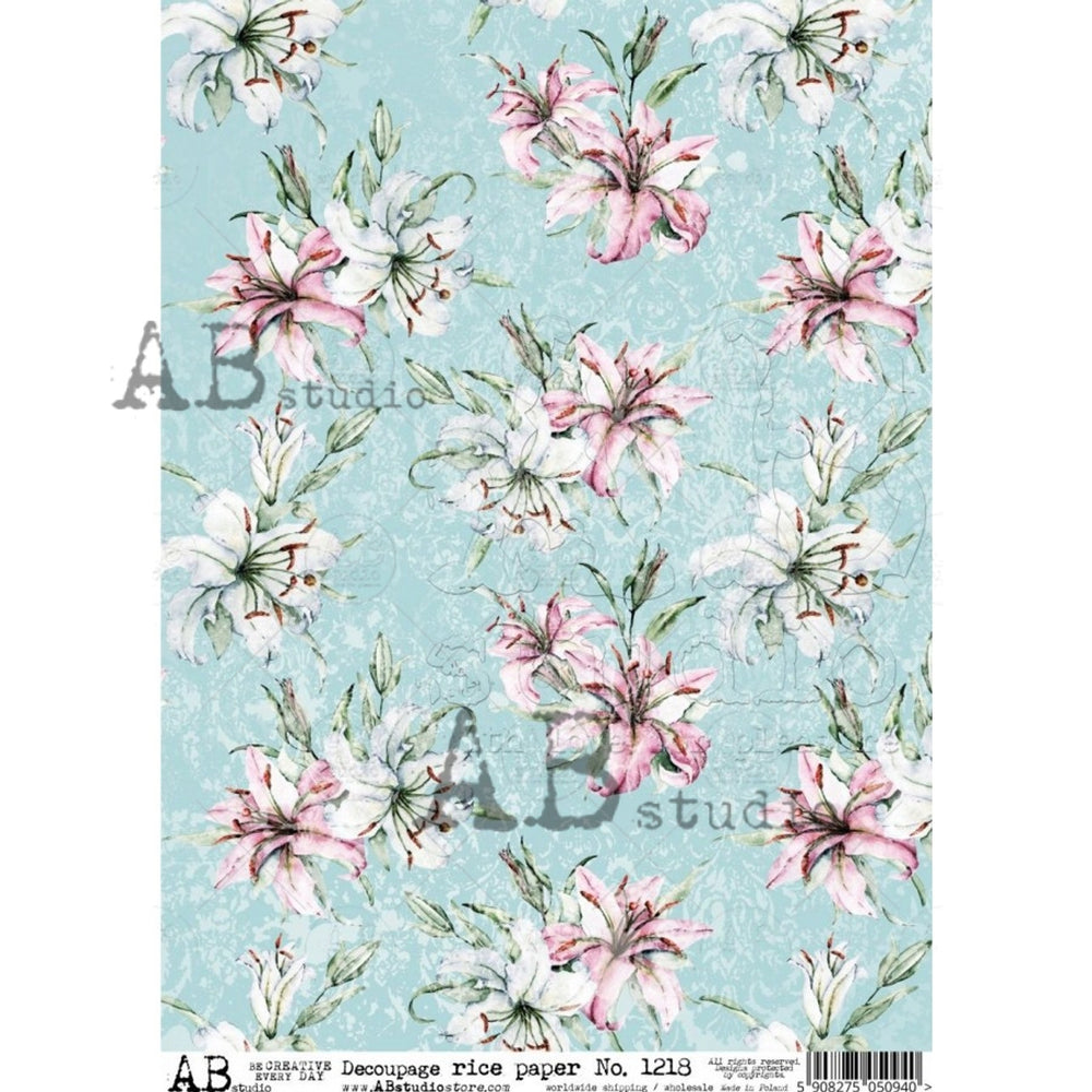 Aqua & Pink Floral (#1218) - AB Studios