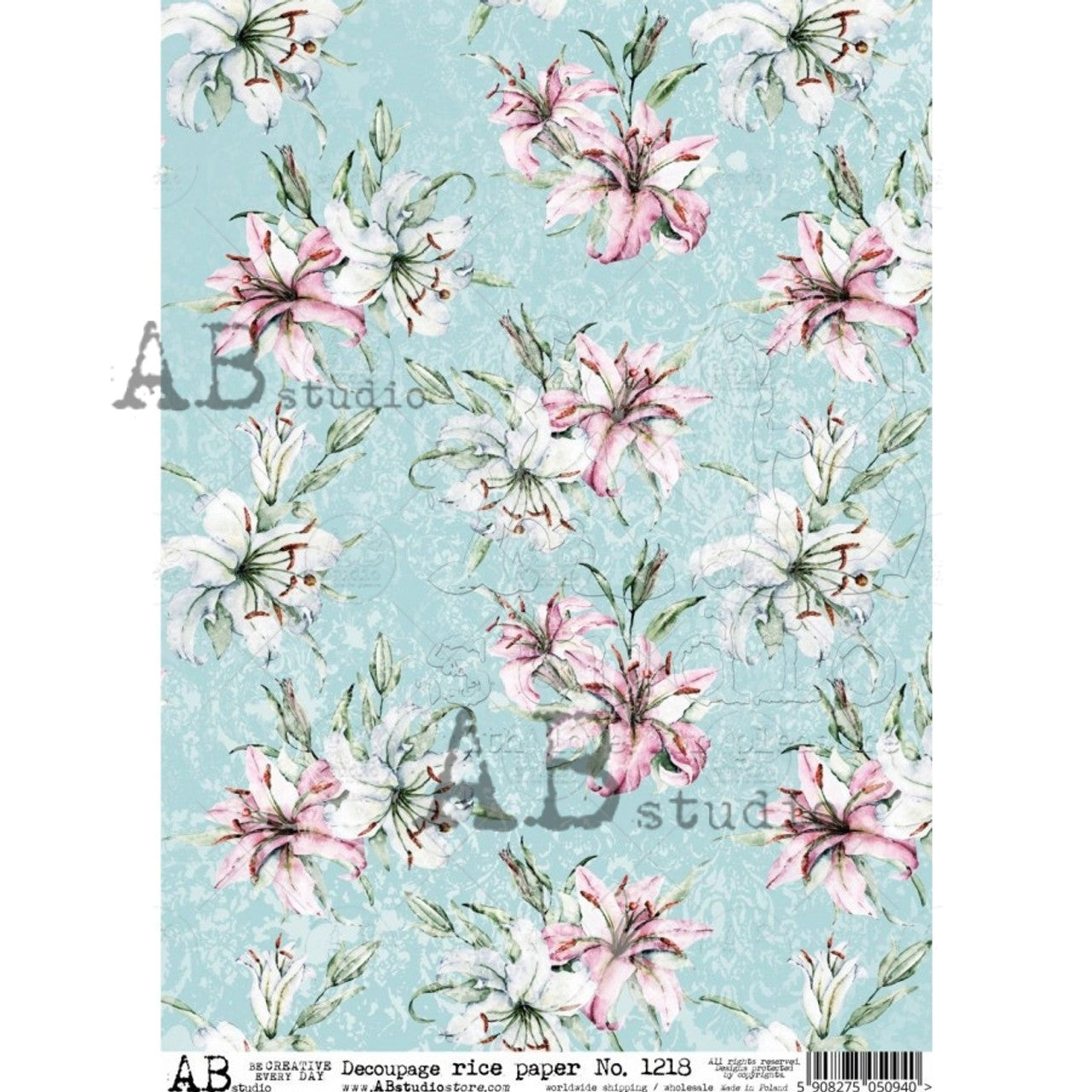 Aqua & Pink Floral (#1218) - AB Studios