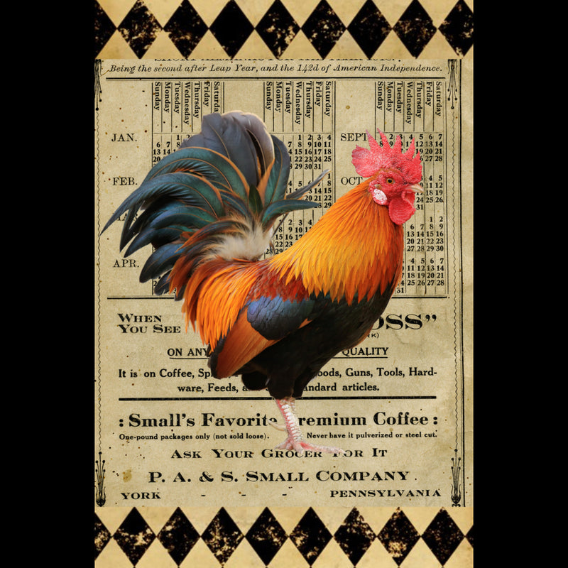 Sassy Rooster Vertical Decoupage Tissue - Deborah Bucher Designs
