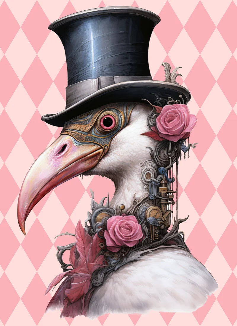 Steampunk Harlequin Flamingo Decoupage Tissue - Deborah Bucher Designs