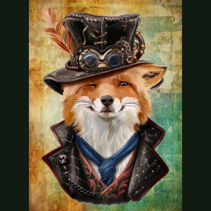 Steampunk Fox Decoupage Tissue - Deborah Bucher Designs