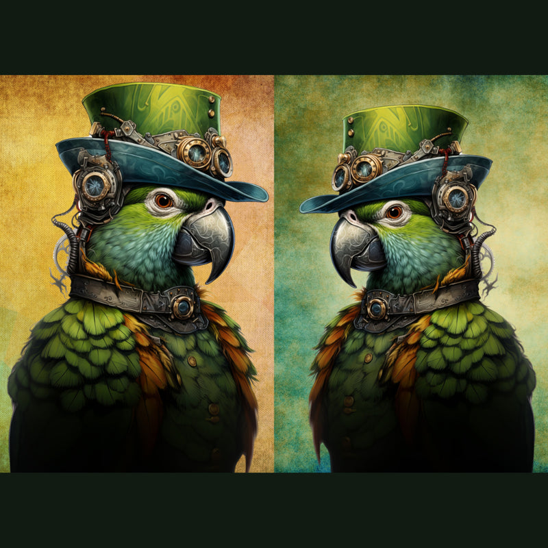 Steampunk Parrot Right & Left Combo Decoupage Tissue - Deborah Bucher Designs