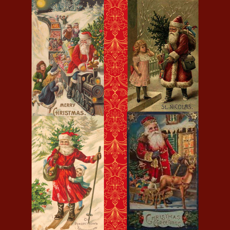 Four Vintage Santas Decoupage Tissue - Deborah Bucher Designs