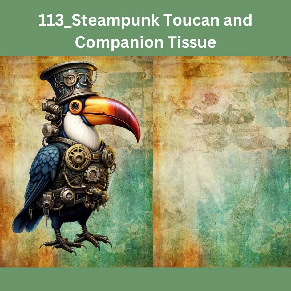 Steampunk Toucan & Companion Decoupage Tissue - Deborah Bucher Designs