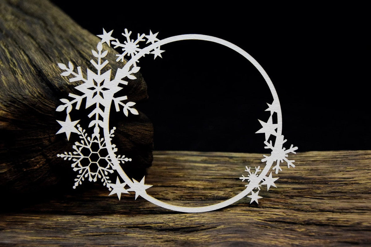 Chipboard Snowflake Circle Frame - SnipArt