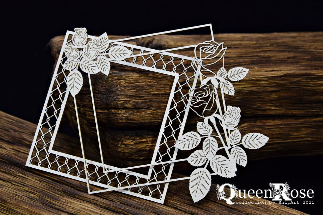 Chipboard Rose Layered Frame - SnipArt