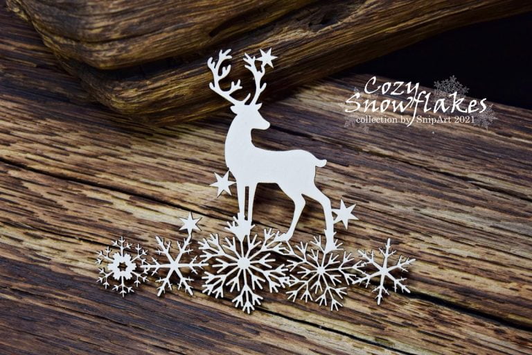 Chipboard Deer on the Snowflakes - Snipart