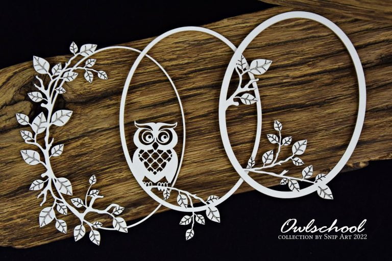 Chipboard Owl Multilayer Oval Frame - SnipArt