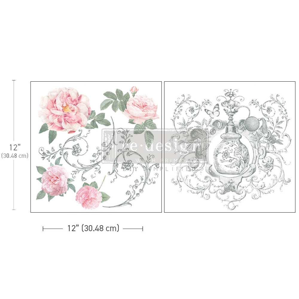 Odeur de Rose Maxi Transfer, 12" x 12" - ReDesign with Prima