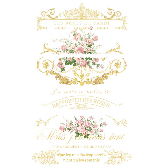 ReDesign Decor Transfers® Kacha - Les Roses - total sheet size 24"x35", cut into 3 sheets / rub-ons Wall,Furniture Transfers