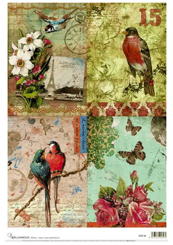 Vintage Birds Rice Paper (DGR 58) - Calambour