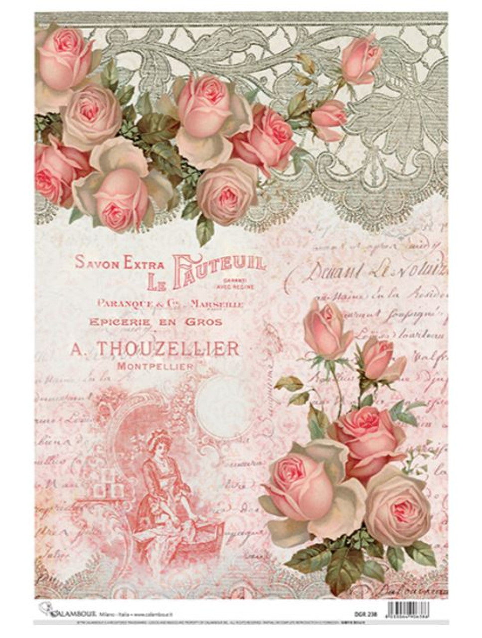Pink Lace Elegance Rice Paper (DGR 238) - Calambour