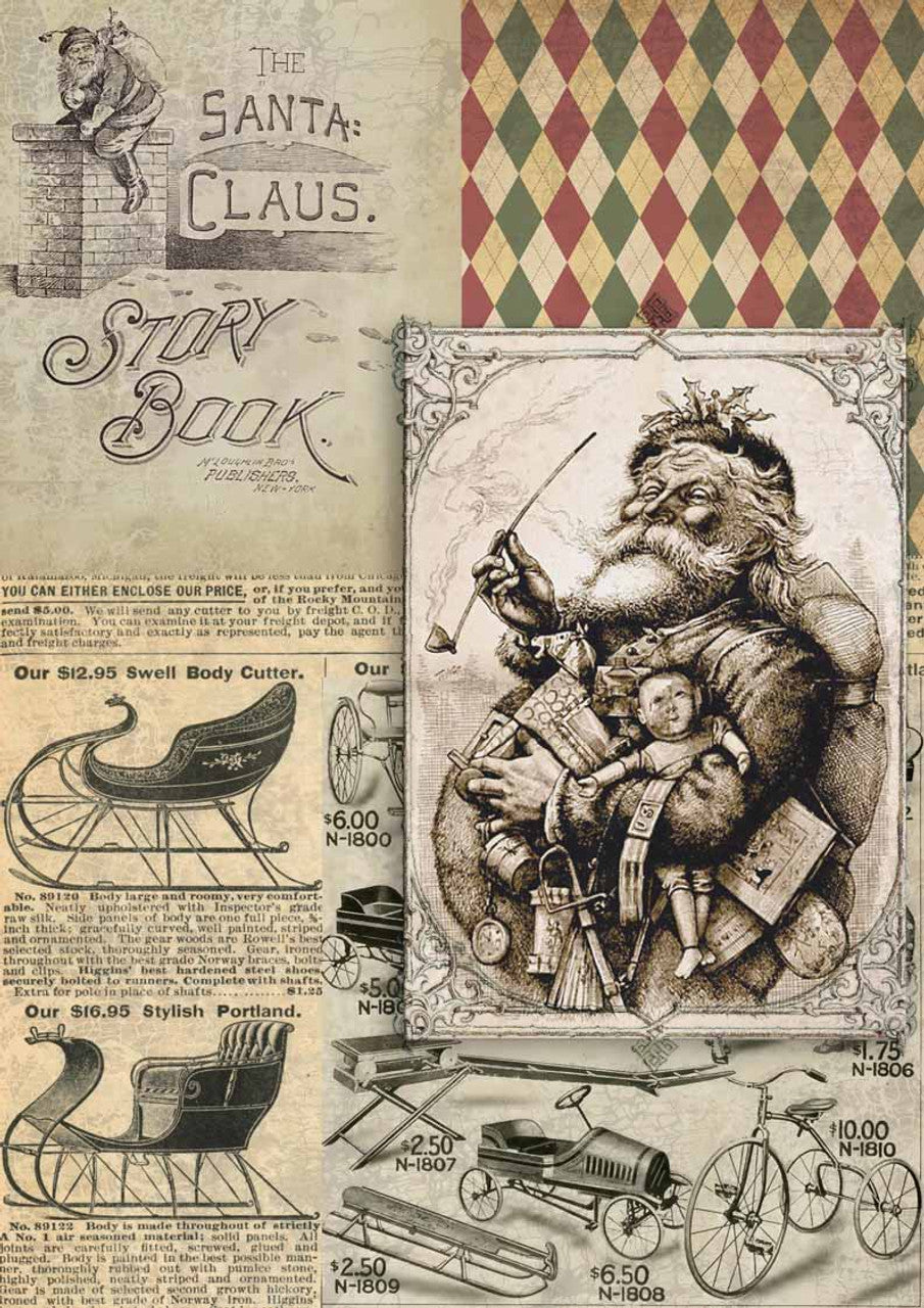 Christmas Santa Story Book Rice Paper - Decoupage Queen