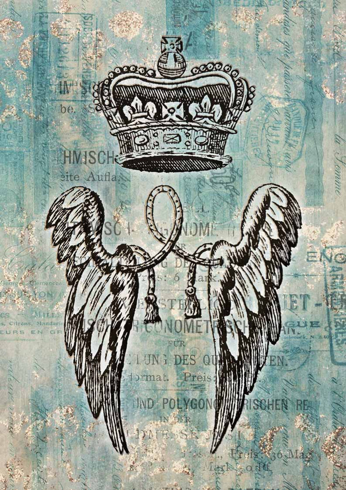 Crown & Wings Rice Paper - Decoupage Queen