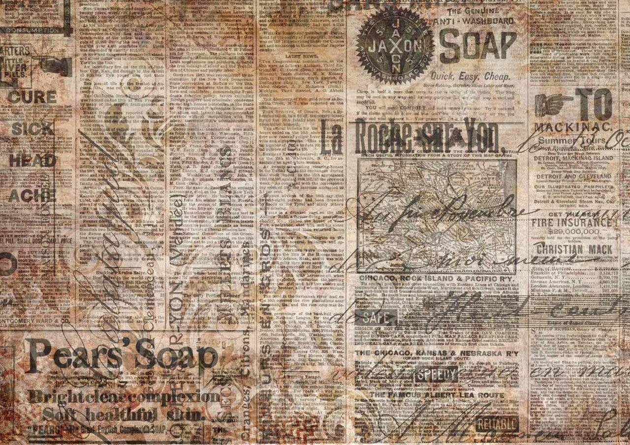 Newsprint Rice Paper - Retired - Decoupage Queen