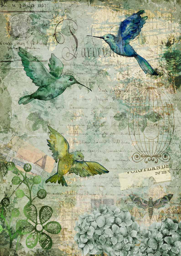 Afternoon Hummingbirds Rice Paper - Decoupage Queen
