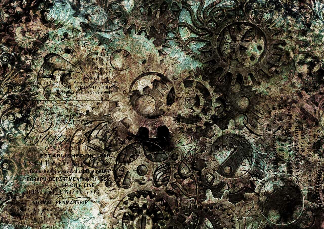 Abstract Gears Rice Paper - Decoupage Queen (Retired)