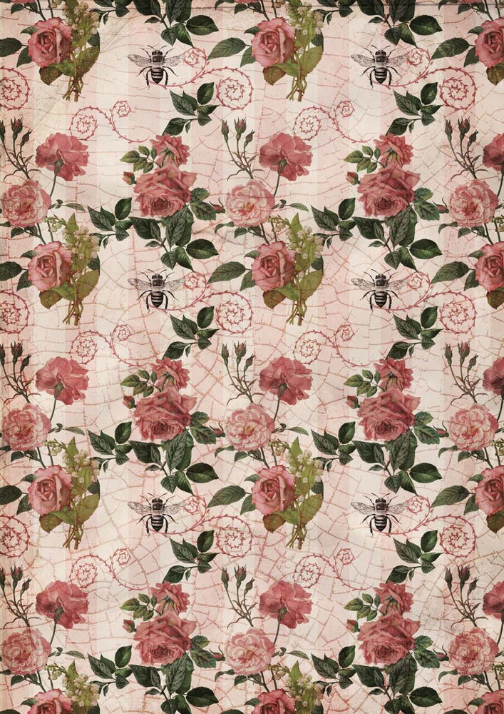 Roses & Stripes Rice Paper - Decoupage Queen
