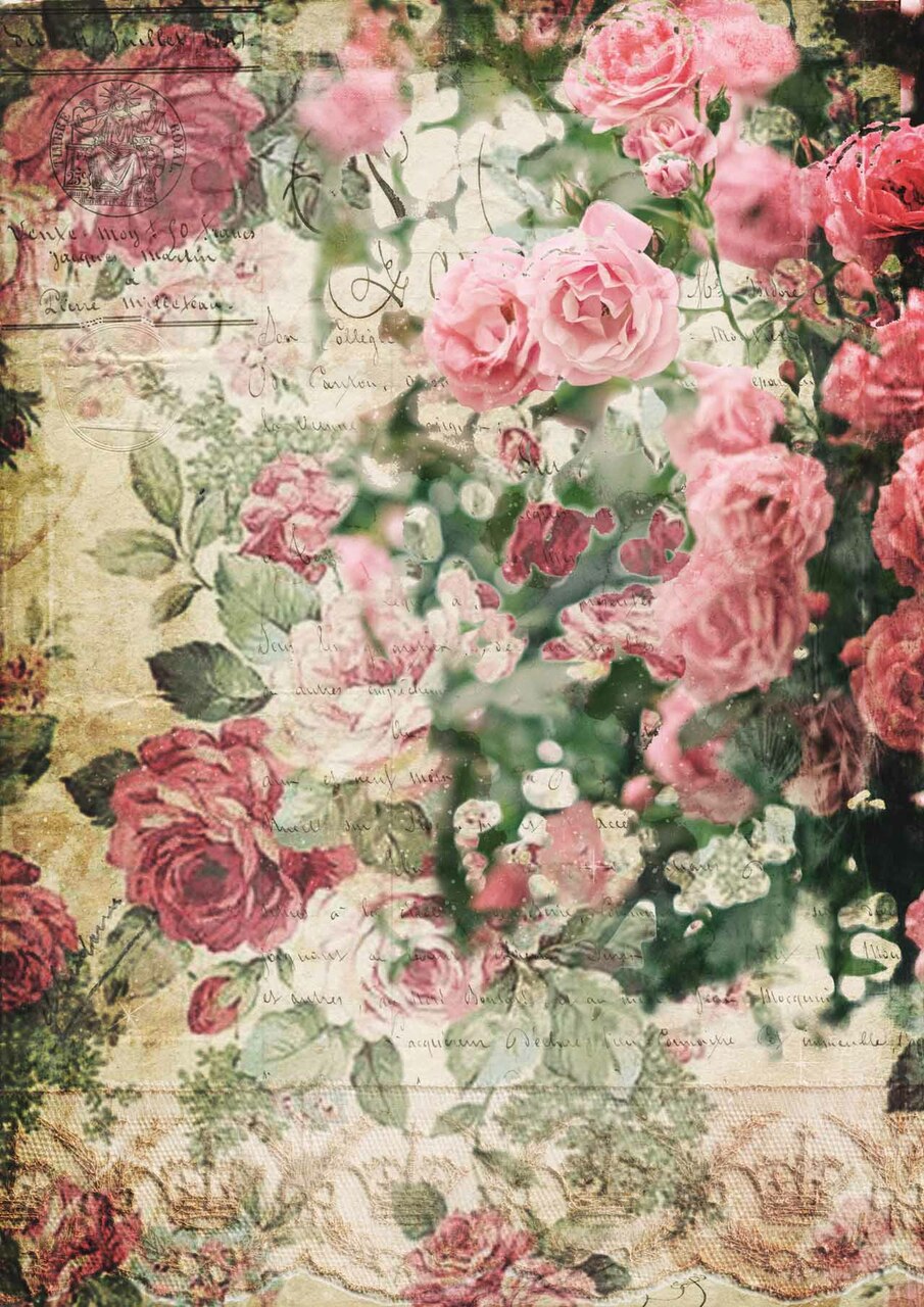 Splash of Roses Rice Paper- Decoupage Queen