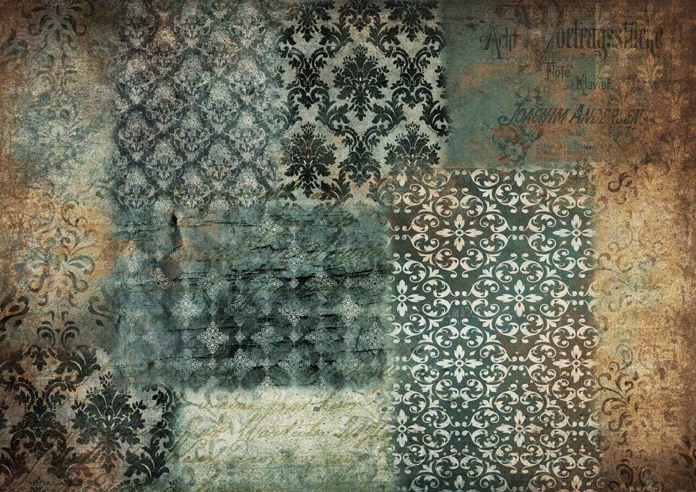 Blue Patchwork Rice Paper - Decoupage Queen